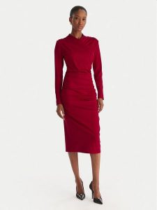 ACCESS FASHION Sukienka koktajlowa 54-3040-225 Czerwony Slim Fit. Czerwone kombinezony ACCESS FASHION, m, bez wzorów, z syntetyku, wizytowe, bez kołnierzyka, bez ramiączek. Za 439,99 zł.