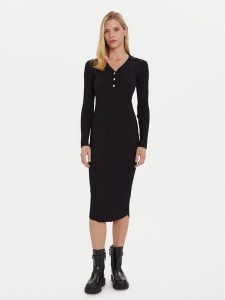 Morgan Sukienka dzianinowa 252-RMEXAS Czarny Slim Fit. Czarne kombinezony Morgan, s, bez wzorów, z dzianiny, bez kołnierzyka, bez ramiączek. Za 379,99 zł.