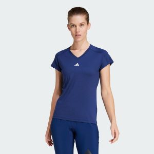 Koszulka AEROREADY Train Essentials Minimal Branding V-Neck. Białe bluzki ADIDAS, m, bez wzorów, z materiału, sportowe, bez kołnierzyka, bez ramiączek. Za 119,00 zł.