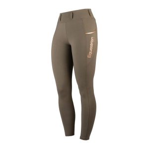 Damskie legginsy jeździeckie o średniej przyczepności HORKA Mindy. Brązowe legginsy HORKA, bez wzorów, z materiału, długie. Za 355,50 zł.