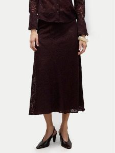 Vero Moda Spódnica midi Urshila 10336946 Bordowy Regular Fit. Czerwone spódnice Vero Moda, m, bez wzorów, z bawełny, midi. Za 299,99 zł.