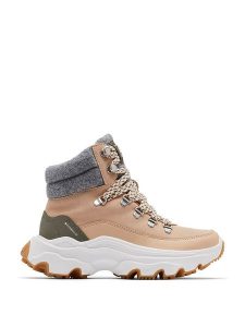 Sorel Skórzane botki "Kinetic" w kolorze beżowym rozmiar: 38. Brązowe botki Sorel, bez wzorów, z materiału, bez obcasa, na platformie, bez zapięcia. Za 304,49 zł.