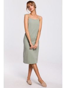 Made of emotion Sukienka w kolorze miętowym rozmiar: XXL. Zielone sukienki Made Of Emotion, xxl, bez wzorów, bez kołnierzyka, bez ramiączek, midi. Za 39,58 zł.