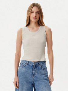 Tommy Jeans Top DW0DW21369 Beżowy Slim Fit. Brązowe topy Tommy Jeans, xl, bez wzorów, z bawełny, bez kołnierzyka, bez ramiączek. Za 79,99 zł.