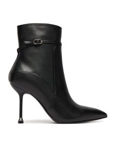 Liu Jo Botki Demi 06 SF5005 P0102 Czarny. Czarne botki Liu Jo, bez wzorów, ze skóry, bez obcasa, na szpilce, bez zapięcia. Za 539,99 zł.