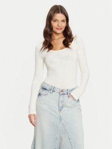Guess Body W5RP00 K68D2 Écru Slim Fit. Body i gorsety Guess, z aplikacjami, z wiskozy. Za 139,99 zł.