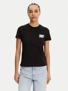 Tommy Jeans T-Shirt Bubble DW0DW21338 Czarny Regular Fit. Czarne t-shirty Tommy Jeans, xxs, bez wzorów, z bawełny, bez kołnierzyka, bez ramiączek. Za 129,99 zł.