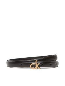 Calvin Klein Pasek Damski Ck Buckle Skinny Belt 15Mm LV04F7034G Czarny. Czarne paski Calvin Klein, bez wzorów, ze skóry. Za 139,99 zł.