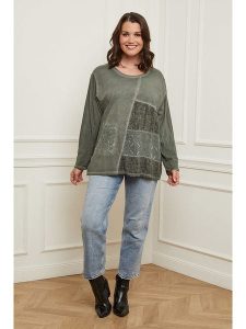 Curvy Lady Koszulka w kolorze khaki rozmiar: 48/50. Brązowe bluzki Curvy Lady, bez wzorów, z koronki, klasyczne, z asymetrycznym kołnierzem, bez ramiączek. Za 136,45 zł.