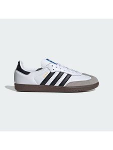Adidas Skórzane sneakersy "Samba OG" w kolorze czarno-biało-szarym rozmiar: 43 1/3. Białe trampki ADIDAS, bez wzorów, z materiału, bez zapięcia. Za 502,76 zł.