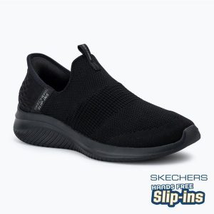 Buty damskie SKECHERS Ultra Flex 3.0 Cozy Streak. Czarne buty trekkingowe Skechers, bez zapięcia. Za 329,99 zł.