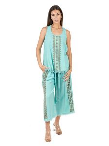 Isla Bonita by SIGRIS Bluzka w kolorze turkusowym rozmiar: XL. Niebieskie bluzki Isla Bonita by SIGRIS, xl, bez wzorów, z bawełny, bez kołnierzyka, bez ramiączek. Za 105,38 zł.