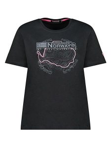 Geographical Norway Koszulka w kolorze czarnym rozmiar: M. Czarne bluzki Geographical Norway, m, bez wzorów, z bawełny, bez kołnierzyka, bez ramiączek. Za 74,63 zł.