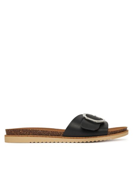 Mustang Klapki 1392-707 Czarny. Czarne klapki Mustang, bez wzorów, z materiału, bez obcasa. Za 189,99 zł.