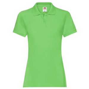 Damska Koszulka Polo Premium Plain. Zielone koszulki sportowe FRUIT OF THE LOOM, bez wzorów, bez ramiączek. Za 55,99 zł.