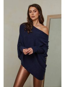 Joséfine Sweter "Isaszeg" w kolorze granatowym rozmiar: XL. Niebieskie swetry oversize Joséfine, xl, bez wzorów, z kaszmiru, bez ramiączek. Za 154,43 zł.