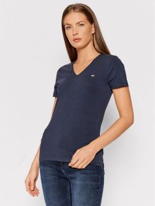 Tommy Jeans T-Shirt Tjw Skinny Stretch DW0DW09197 Granatowy Slim Fit. Niebieskie t-shirty Tommy Jeans, xxs, bez wzorów, z bawełny, bez kołnierzyka, bez ramiączek. Za 99,99 zł.