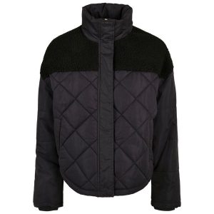 Kurtka damska Urban Classics diamond quilt puffer oversized. Czarne kurtki Urban Classics, bez wzorów, z puchu, bez kaptura. Za 336,00 zł.