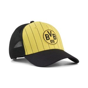 Czapka typu trucker Borussia Dortmund KING PUMA. Czarne czapki Puma, bez wzorów, klasyczne. Za 129,00 zł.