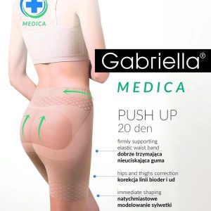 Rajstopy Gabriella Push Up 20 den beige. Brązowe rajstopy i pończochy Gabriella, bez wzorów, z elastanu. Za 34,90 zł.