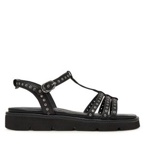 Sandały Tamaris. Czarne sandały Tamaris, bez wzorów, bez obcasa, na płaskiej podeszwie, bez zapięcia. Za 369,99 zł.