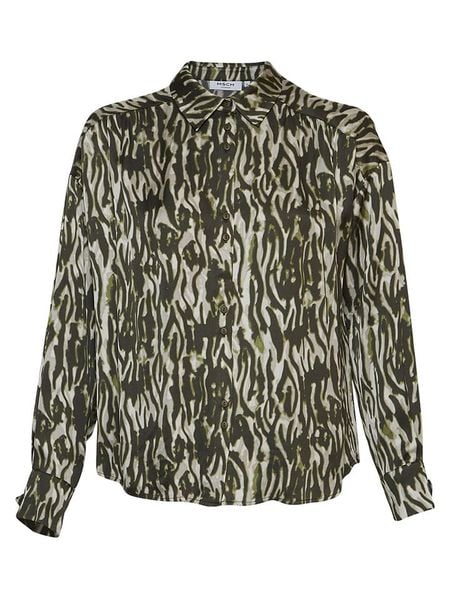 MOSS COPENHAGEN Koszula "Joceline Irida" w kolorze oliwkowo-kremowym rozmiar: S/M. Brązowe koszule Moss Copenhagen, m, bez wzorów, z wiskozy, bez kołnierzyka, bez ramiączek. Za 110,29 zł.