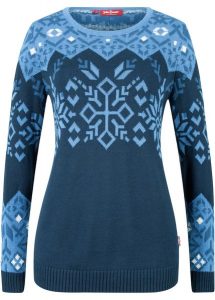 Sweter w norweski wzór. Białe swetry klasyczne bonprix, bez kołnierzyka. Za 109,99 zł.