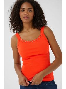 Kaffe Top w kolorze pomarańczowym rozmiar: XXL. Pomarańczowe topy Kaffe, xxl, bez wzorów, bez kołnierzyka, bez ramiączek. Za 56,99 zł.