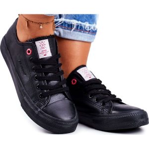 Damskie Trampki Cross Jeans Czarne DD2R4029CFW20. Czarne trampki z aplikacjami, z gumy, bez zapięcia. Za 170,48 zł.