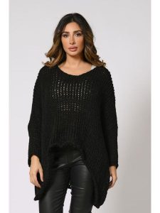 Plus Size Company Sweter "Inga" w kolorze czarnym rozmiar: 42/44. Czarne swetry oversize Plus Size Company, plus size, bez wzorów, ze splotem, bez ramiączek. Za 122,96 zł.