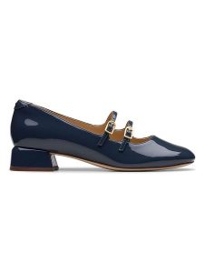 Clarks Skórzane czółenka "Daiss 30 Shine" w kolorze granatowym rozmiar: 40. Niebieskie czółenka Clarks, bez wzorów, z okrągłym noskiem, bez obcasa, bez zapięcia. Za 272,31 zł.