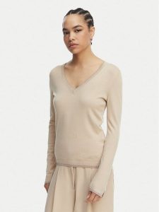 Liu Jo Sweter WA6282 MS49I Beżowy Regular Fit. Brązowe swetry klasyczne Liu Jo, xl, z wiskozy, bez kołnierzyka. Za 389,99 zł.