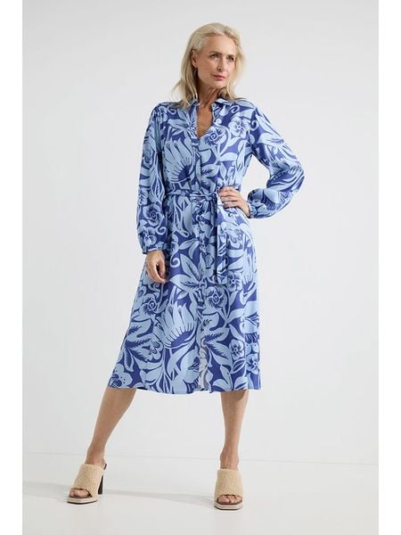 Josephine & Co Sukienka "Amira" w kolorze niebiesko-błękitnym rozmiar: 42. Niebieskie sukienki Josephine & Co, na co dzień, bez wzorów, z wiskozy, bez kołnierzyka, bez ramiączek, midi, proste. Za 274,75 zł.
