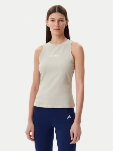 Adidas Top Essentials Linear JC5790 Beżowy Slim Fit. Brązowe topy ADIDAS, m, bez wzorów, z bawełny, bez kołnierzyka, bez ramiączek. Za 89,99 zł.