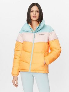 Columbia Kurtka zimowa Puffect™ Color Blocked Jacket Pomarańczowy Regular Fit. Brązowe kurtki Columbia, na zimę, l, bez wzorów, z syntetyku, bez kaptura. Za 469,99 zł.