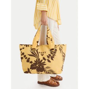 Torebka Roxy. Żółte shopper bag Roxy, bez wzorów, bez dodatków. Za 119,99 zł.