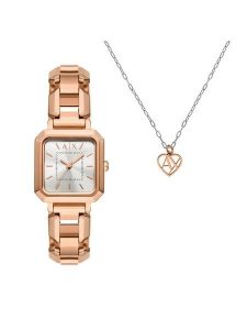 Armani Exchange Zegarek Leila AX7167SET Złoty. Żółte, analogowe zegarki Armani Exchange. Za 749,99 zł.