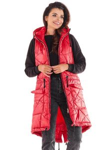 Awama Kamizelka w kolorze czerwonym rozmiar: S/M. Czerwone kamizelki Awama, m, bez wzorów, z asymetrycznym kołnierzem, bez ramiączek, bez kaptura. Za 262,95 zł.