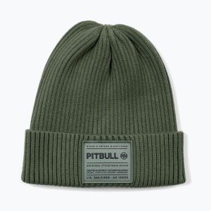 Czapka zimowa Pitbull Beanie Dock. Zielone czapki PITBULL, z aplikacjami, z dzianiny, sportowe. Za 62,99 zł.