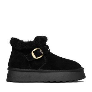 Śniegowce Badura. Czarne buty zimowe Badura, bez obcasa, bez zapięcia. Za 249,99 zł.