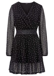 Sukienka mini. Czarne sukienki bonprix, bez wzorów, eleganckie, bez kołnierzyka, bez ramiączek, mini. Za 149,99 zł.