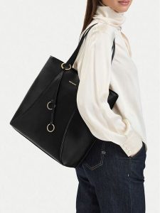 GINO ROSSI Torebka C-LDA9167A Czarny. Czarne shopper bag Gino Rossi, bez wzorów, ze skóry, bez dodatków. Za 229,99 zł.