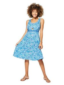 Ipanima Sukienka w kolorze niebiesko-turkusowym rozmiar: 34-40. Niebieskie sukienki Ipanima, bez wzorów, klasyczne, bez kołnierzyka, bez ramiączek, midi, rozkloszowane. Za 65,99 zł.