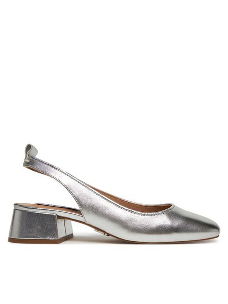Steve Madden Czółenka Smitten s SM11003213 Srebrny. Szare czółenka Steve Madden, bez wzorów, ze skóry, bez obcasa, bez zapięcia. Za 399,99 zł.