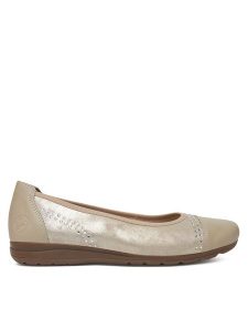 Rieker Baleriny L9353-62 Złoty. Żółte balerinki Rieker, bez wzorów, ze skóry, bez obcasa, bez zapięcia. Za 249,99 zł.