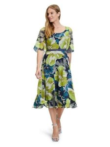 Vera Mont Sukienka w kolorze zielono-niebieskim rozmiar: 40. Niebieskie sukienki Vera Mont, bez wzorów, bez kołnierzyka, bez ramiączek, midi. Za 166,49 zł.