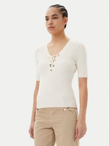 Morgan Sweter 251-MFEMI Beżowy Slim Fit. Brązowe swetry klasyczne Morgan, m, z wiskozy, bez kołnierzyka. Za 189,99 zł.