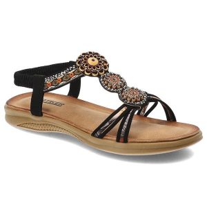 Czarne Sandały Artiker Modne Obuwie Damskie W Stylu Boho. Czarne sandały ARTIKER, bez wzorów, ze skóry ekologicznej, bez obcasa, bez zapięcia. Za 109,00 zł.