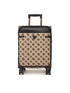 Guess Walizka kabinowa TWLP96 27983 Czarny. Brązowe walizki Guess, z aplikacjami, z poliesteru. Za 649,99 zł.