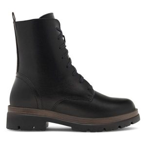 Trapery Lasocki. Czarne buty zimowe Lasocki, bez obcasa, bez zapięcia. Za 299,99 zł.